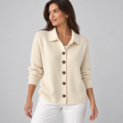 Collared Button-Up Knit Cardigan