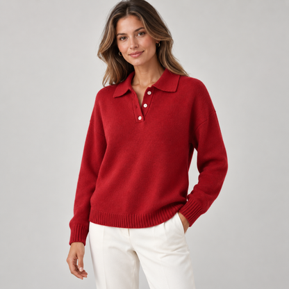 Polo-Collar Knit Pullover