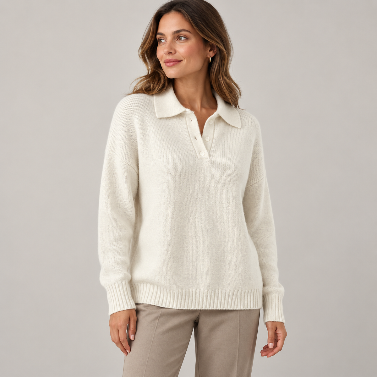 Polo-Collar Knit Pullover